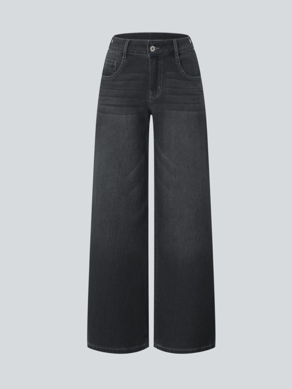 NWT- Halara Flex™ Low Rise Zipper Pockets Washed Baggy Wide Leg Casual Jeans
